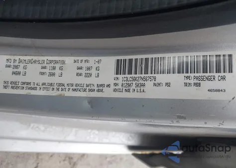 2007 Chrysler Sebring Touring z USA, uszkodzony, nr VIN 1C3LC56K27N567578